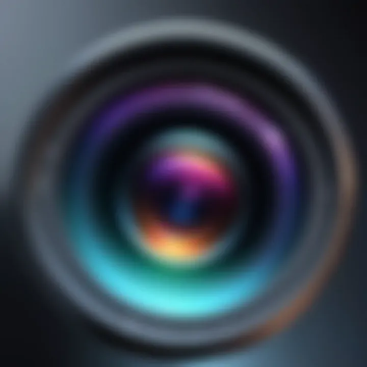 Close-up of a smartphone camera lens showcasing advanced technology.