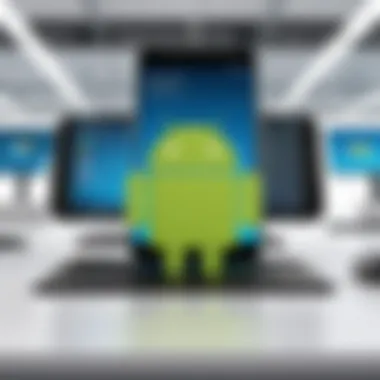 A professional using an Android phone in a corporate environment