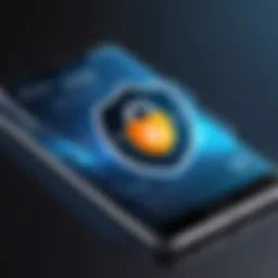 Conceptual illustration of mobile security with VPN