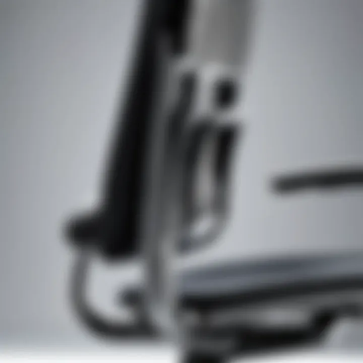 Close-up of adjustable features of an ergonomic chair