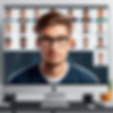 Diverse User Profiles in Website Selection Illustration of diverse user profiles selecting website software tailored to their needs.