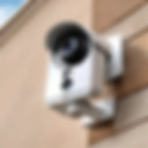 A sleek wireless outdoor security camera mounted on a wall.