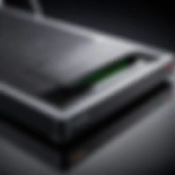 A high-resolution flatbed scanner showcasing its scanning surface and features