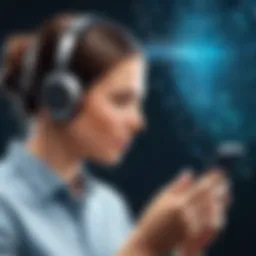Illustration of a user engaging with a mobile app designed to block noise