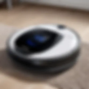 Close-up of Samsung robot vacuum demonstrating innovative features