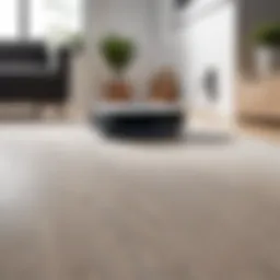 A sleek Samsung robot vacuum navigating a modern living room