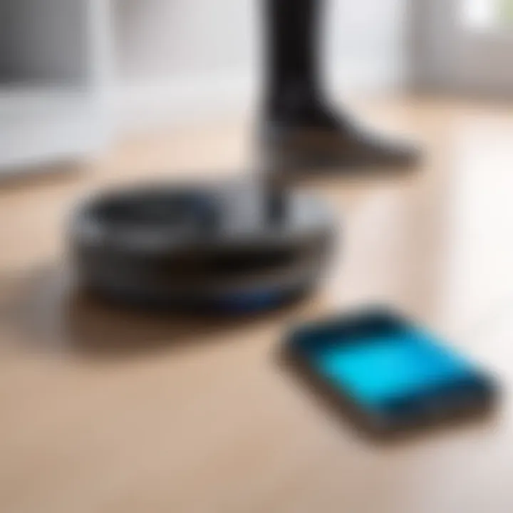 User interacting with Samsung robot vacuum through a smart device