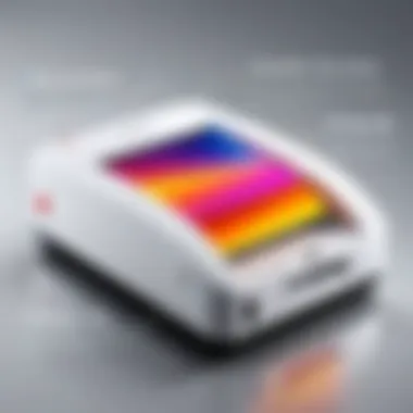 An infographic detailing the advantages and challenges of portable color laser printers.