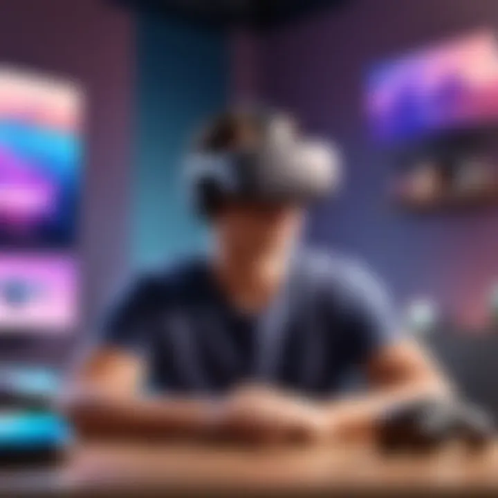 Illustration showcasing various applications of Oculus Quest in different sectors