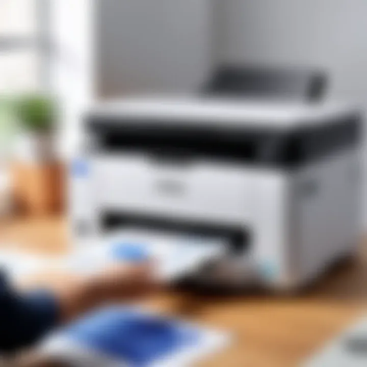 User interacting with Epson Ink Tank Printer