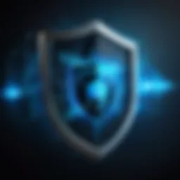 A digital shield representing online security