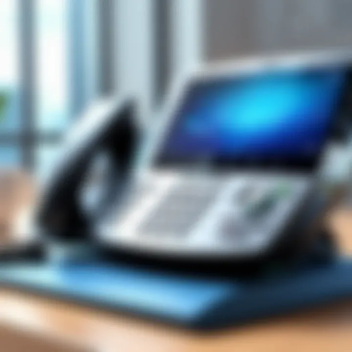 An illustration of VoIP technology in a business setting