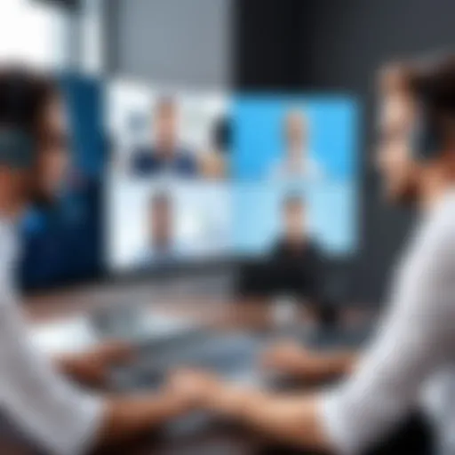 Virtual collaboration atmosphere showcasing multiple participants in a video call.