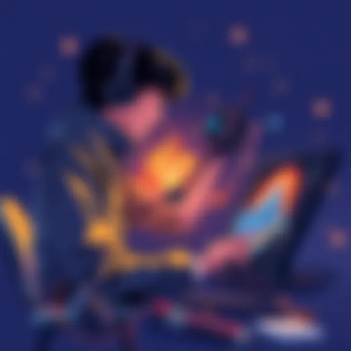 An artist creating a digital masterpiece using free software