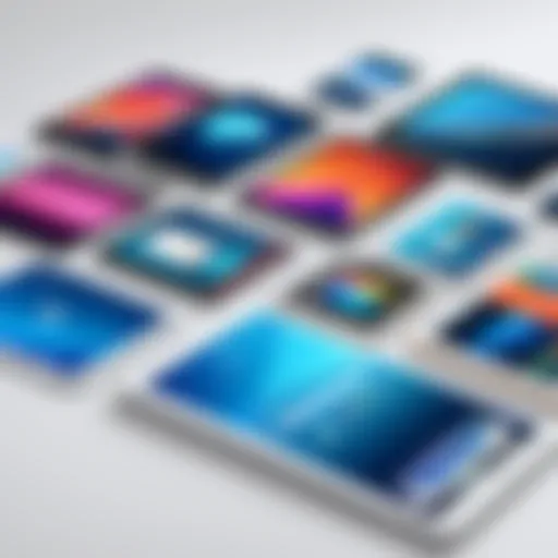 Different models of iPads displayed together