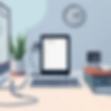 A focused workspace with a digital device displaying a minimalist to-do list application.