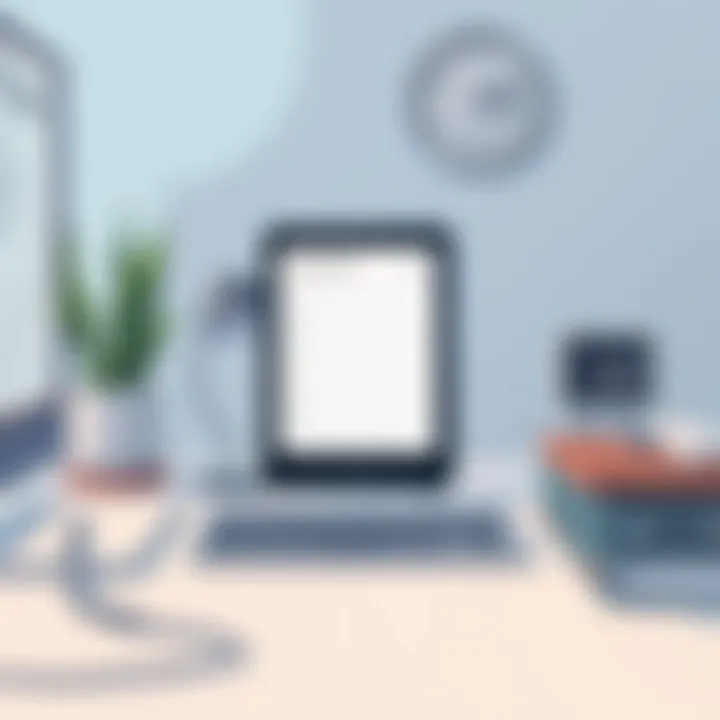 A focused workspace with a digital device displaying a minimalist to-do list application.