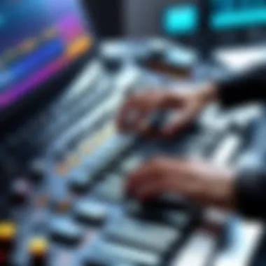MIDI Controller Enhancing Music Composition A musician interacting with a MIDI controller in a modern studio