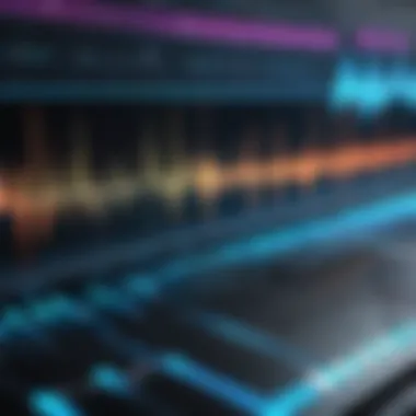 Analyzing Sound Waves in Music Software Close-up of sound waves on a digital audio workstation timeline
