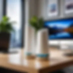 High-performance Orbi router setup in a modern office.