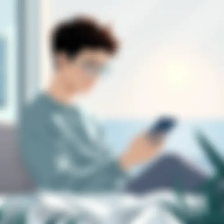 Reading in a Digital Age An individual reading in a serene environment using a mobile device