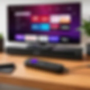 Portable Roku Stick connected to a television