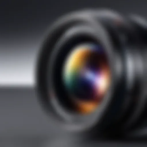 A close-up of a Samsung smartphone camera lens showcasing its advanced features.