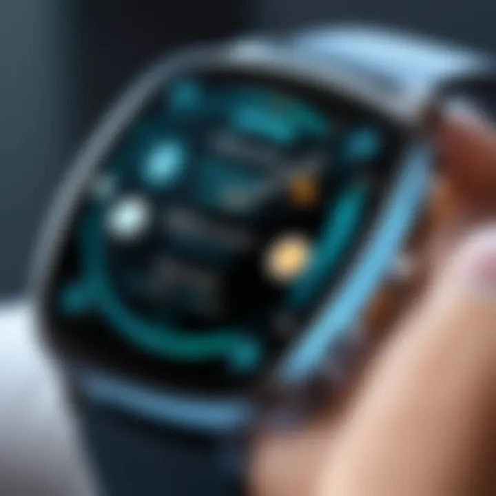 User interacting with an Android watch in a dynamic environment