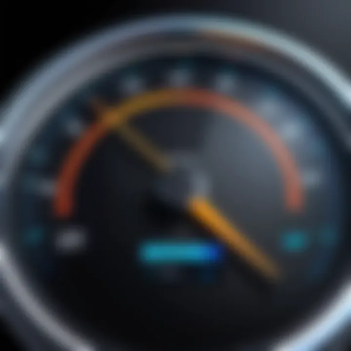 A speedometer showcasing internet speed performance