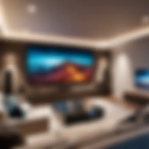 Stunning home theater setup featuring a digital projector and a large screen
