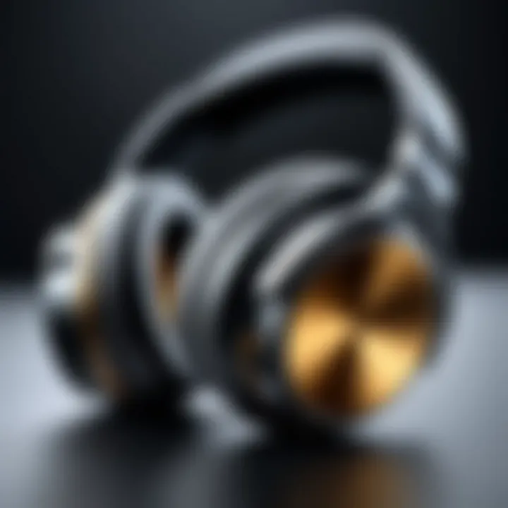 Close-up of materials used in high-end over-ear headphones.