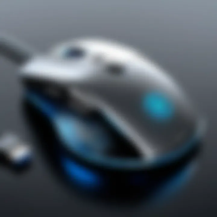 Innovative design of a left-handed computer mouse showcasing ergonomic features.