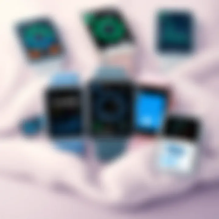 Variety of Sleep-Tracking App Interfaces Illustration of various sleep-tracking app interfaces.