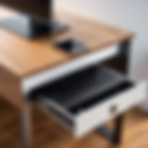 Sleek side table with integrated cable management for a computer tower