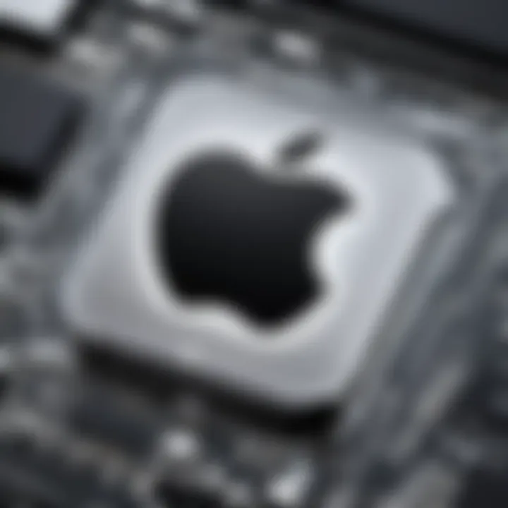 Close-up of performance specifications highlights of the Apple computer