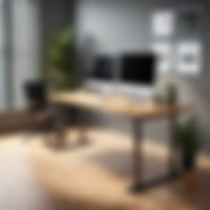 A variety of standing desks showcased in a stylish office