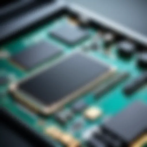 Internal components of a laptop showcasing SSD integration