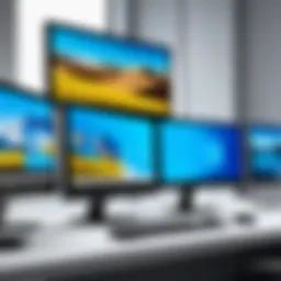 Diverse types of Windows desktop monitors showcasing various designs and features.