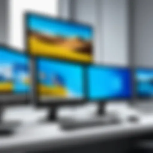 Diverse types of Windows desktop monitors showcasing various designs and features.