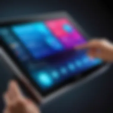 A sleek wireless touchscreen display showcasing its vibrant interface and connectivity options.