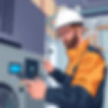 Professional HVAC technician inspecting a system