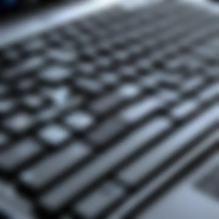 Detailed view of the HP ZBook Firefly laptop keyboard and touchpad