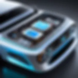 Illustration of a hydrogen fuel cell system in an automotive setup.