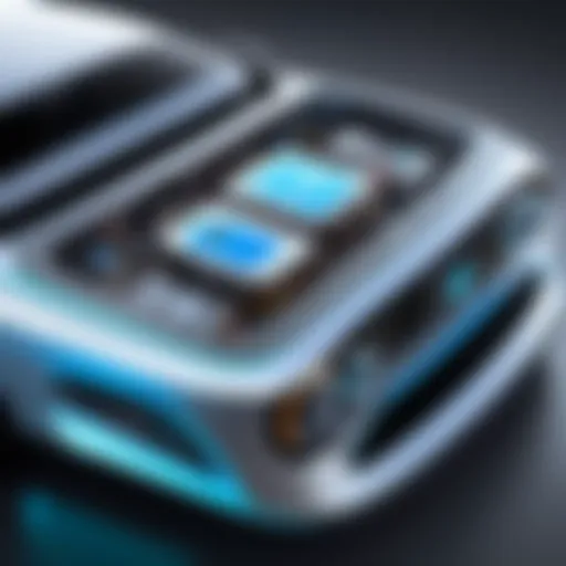 Illustration of a hydrogen fuel cell system in an automotive setup.
