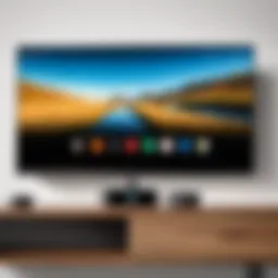 Chromecast device with a TV showing a streaming interface
