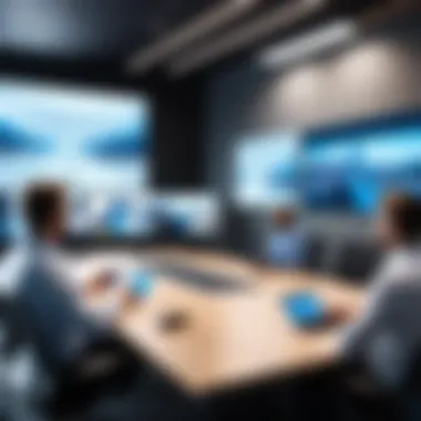 Professional Video Conferencing Environment Illustration of a video conference setup in a professional office