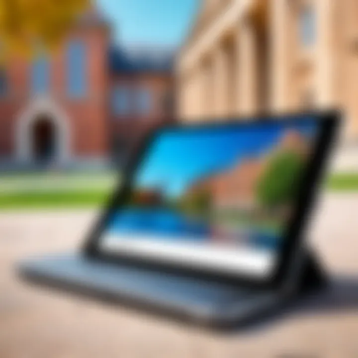 Portable tablet on a university campus