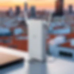A high power outdoor WiFi extender installed on a rooftop