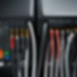 Close-up view of various PC to monitor cables showcasing different types and specifications