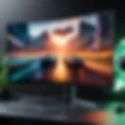 Curved Monitor Displaying an Immersive Gaming Scene